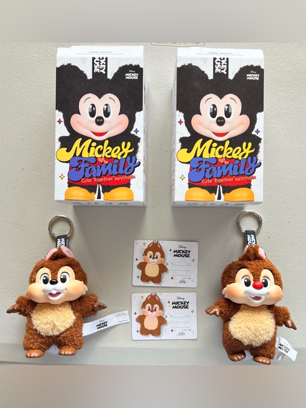 POP MART x Mickey Family Cute Together Keychain Series Chip And Dale Set